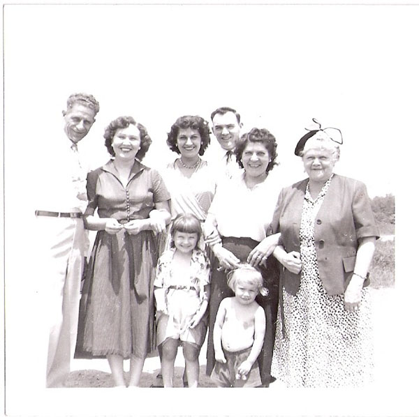 Nic Common, Mrs. Bruner, Anita and Russell Wiles, Marie Common, Gurtie Lorden, Mrs. Bruner's kids