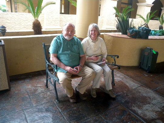 Spring Training Fans in the Hotel Portico