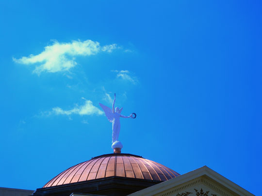Morning Sightseeing Winged Victory Atop the Copper Dome of Arizona State Capitol