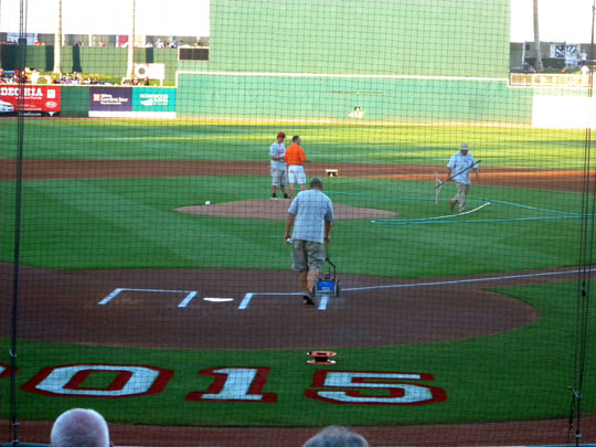 Spring Training in Goodyear Ballpark Pre Game Field Prep Following Cleveland