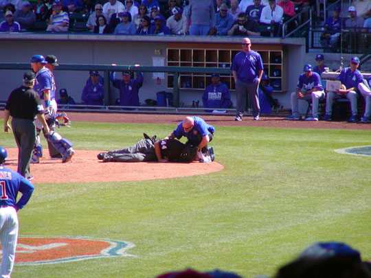 Umpire Down At Sloan Park
