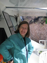 Judy on the front deck